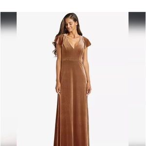 After Six Velvet Evening Gown with Pockets and Flutter Sleeves size 8